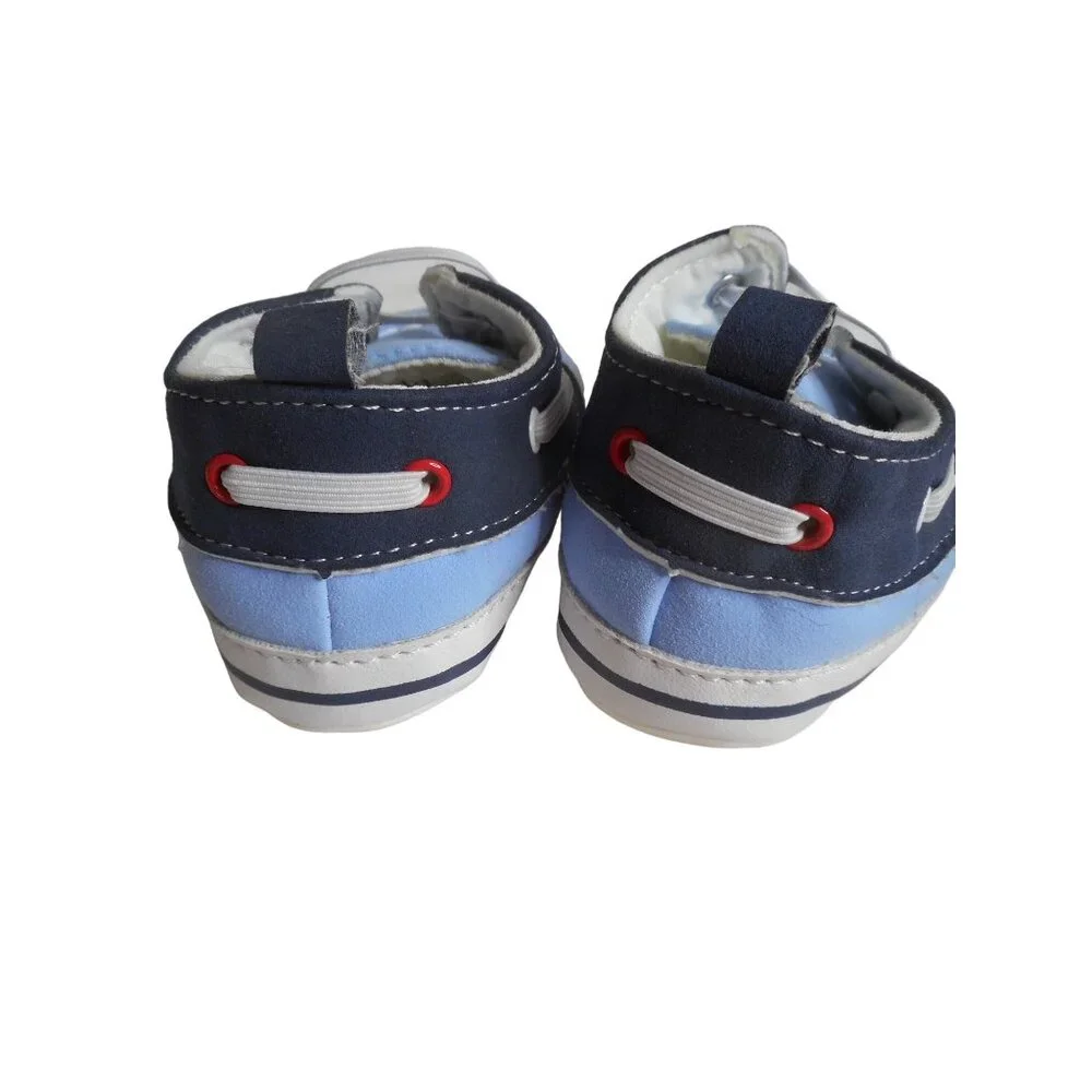 Carter's Child of Mine Size 0-3m Blue white Baby Shoes elastic close